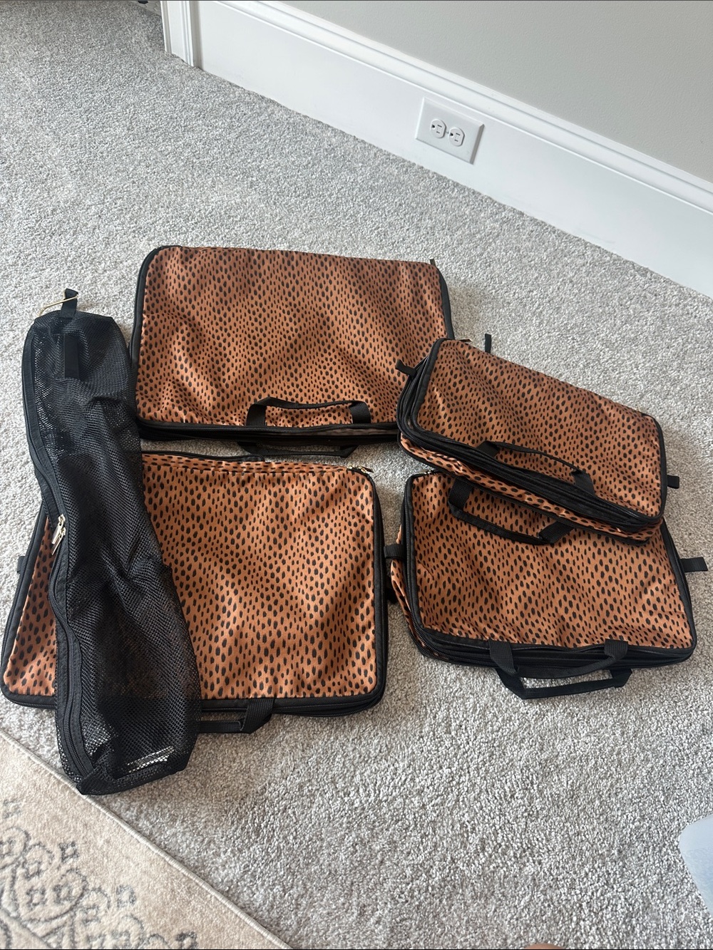 Travel Packing Cube Set - Brown Animal Print